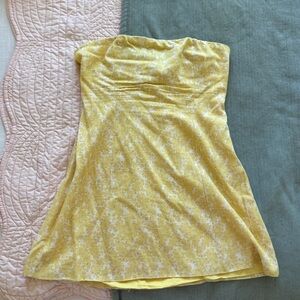 Peppermayo Livvy Yellow Floral Strapless Dress